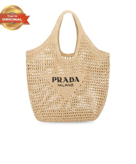 [True-to-ORIGINAL] Prada Raffia Tote Bag Beige For Women 1BG424_2A2T_F0018_V_OOO – 20.1 Inches / 51 Cm