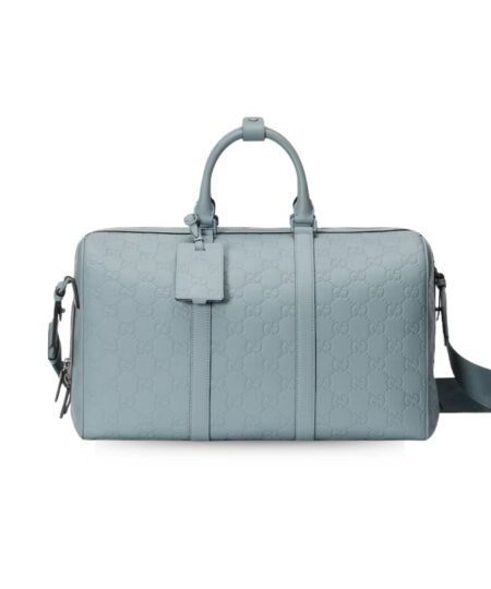 Gucci Rubber-Effect Medium Duffle Bag Light Blue For Men 17.7 In/ 45 Cm 771235 AAC0H 4913