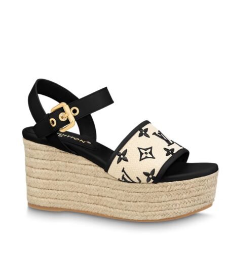 Louis Vuitton Starboard Wedge Sandal Black For Women 1ABT17