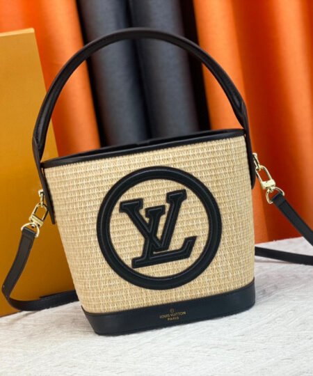 Louis Vuitton Petit Bucket Raffia Beige For Women ‎9.4in/24cm LV M59961
