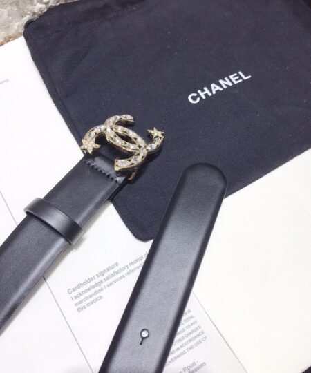 Chanel Belt With Double C Buckle Black With Star-Silver-Toned Hardware Women Belt