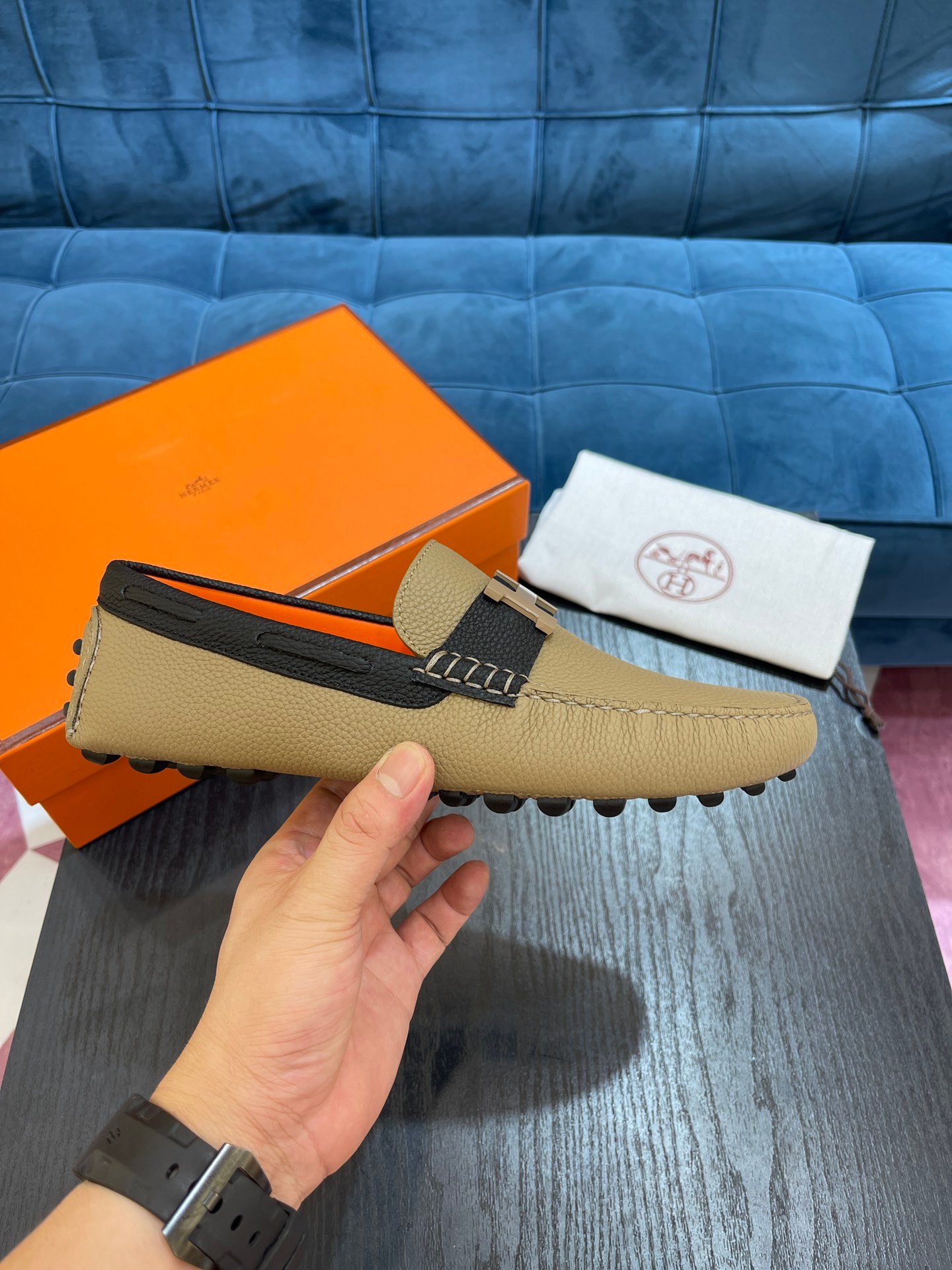 Hermes Irving Loafer Beige For Men - Image 7