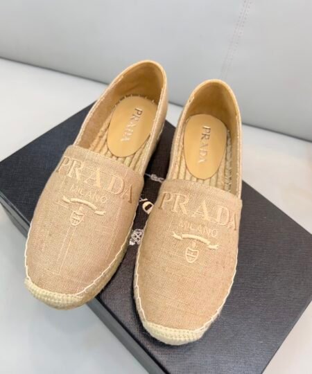 Prada Linen Espadrilles Beige For Women 0.8in/20mm PRD 1S841M_376_F0065_F_020
