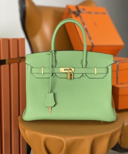Hermes Birkin Nata Swift Green For Women Gold Toned Hardware 10in/25cm