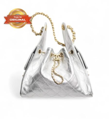 [True-to-ORIGINAL] Chanel 25 Small Handbag Silvery For Women 10.2in/26cm AS5293-B20405-NZV67