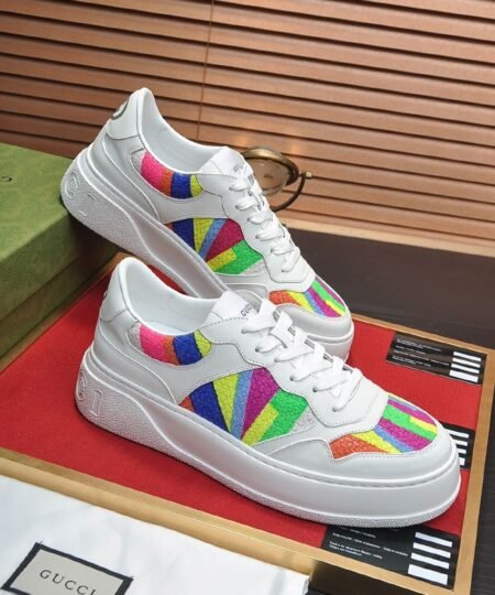 Gucci Men’s Sneaker With Rainbow White For Men ‎669582