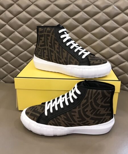 Fendi Flow High Tops Sneakers Brown For Men 7E1424AF6AF13TU