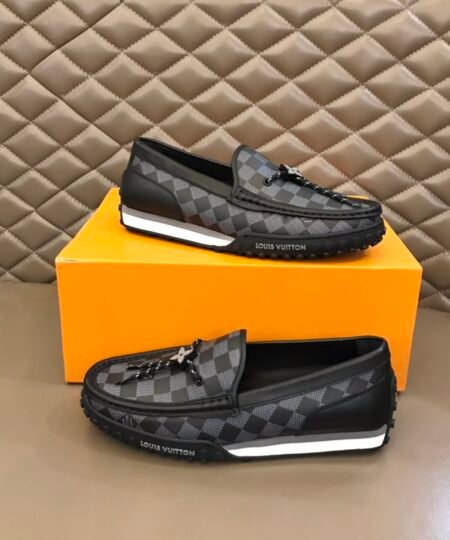 Louis Vuittion LV Racer Moccasin Black Checkered Pattern For Men LV