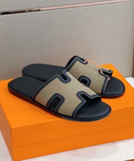Hermes Izmir Sandal Black And Beige For Men