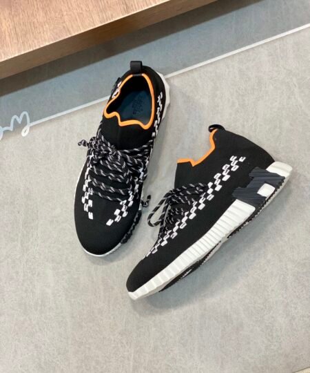 Hermes Sneakers Flex Black And Orange For Men H222910ZH02405