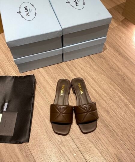 Prada Quilted Nappa Sabots Brown For Women 0.4in/10mm PRD