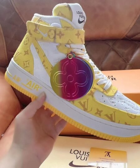 Louis Vuitton And Nike “Air Force 1” By Virgil Abloh White/Yellow For Men, Men’s Shoes