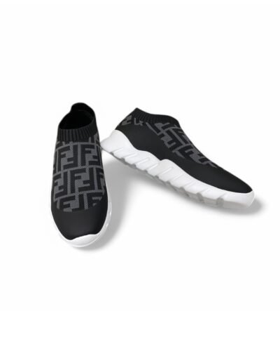 Fendi FD Slip-On Sneakers Black And Grey For Men