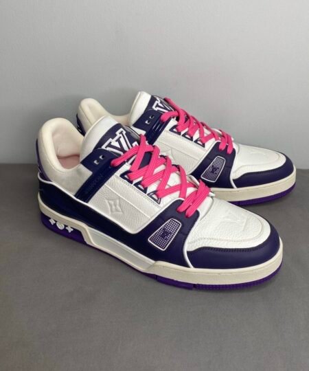 Louis Vuitton Trainer Sneaker Mix Of Materials White/Purple Virgil Abloh For Men LV