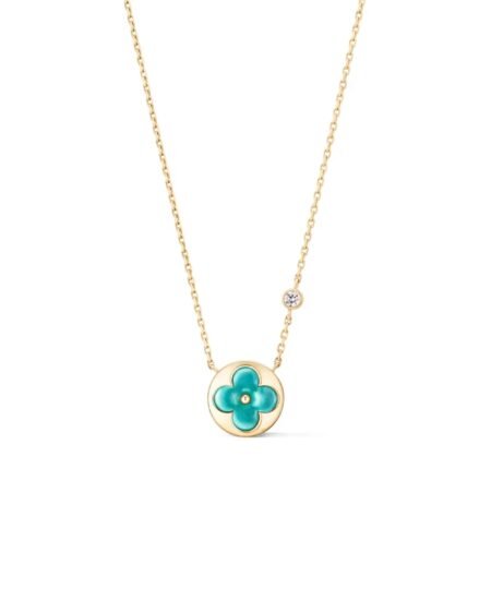 Louis Vuitton Color Blossom BB Sun Pendant Necklace Gold-Toned For Women Q03793