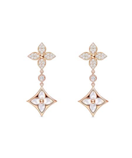 Louis Vuitton Color Blossom Double Star Long Earrings Pink-Toned For Women Q06489