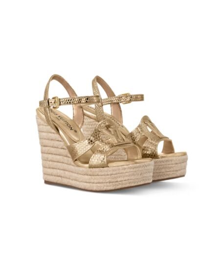 Louis Vuitton LV Isola Wedge Espadrille Gold For Women 1AHNTH