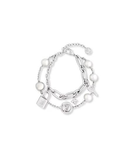 Louis Vuitton Mix Chains Bracelet Silver-Toned For Women – M1380A