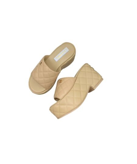 Chanel Platform Slide Beige For Women 2.5in/8cm
