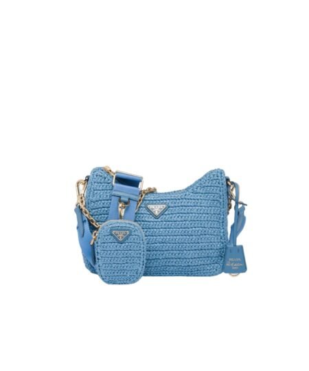 Re-Edition 2005 Raffia Bag Blue For Women 1BH204_2A2T_F0076_V_V9L