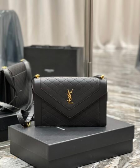Saint Laurent Gaby Satchel Bag In Black With Gold Toned Hardware For Women 10.2in/26cm 6688631EL071000
