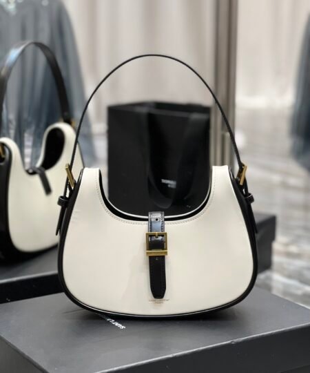 Saint Laurent Le Fermoir Hobo Bag White With Gold Hardware For Women 9.4in/24cm YSL