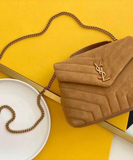 Saint Laurent Loulou Small Chain Bag In “Y” Brown With Gold Hardware For Women 9in/23cm YSL 4946991U8C77761