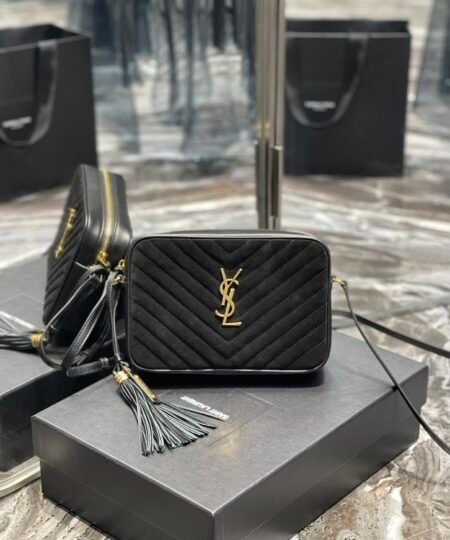 Saint Laurent Lou Camera Bag Black With Gold Hardware For Women 9in/23cm YSL 612544C4BW71000