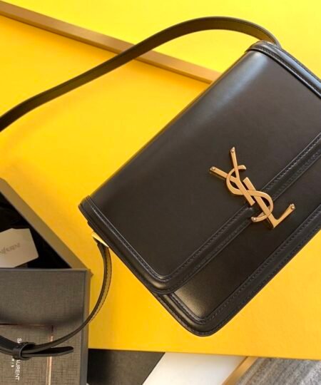 Saint Laurent Solferino Medium Satchel Bag In Box Black With Gold Hardware For Women 9in/23cm YSL 6343050SX0W1000
