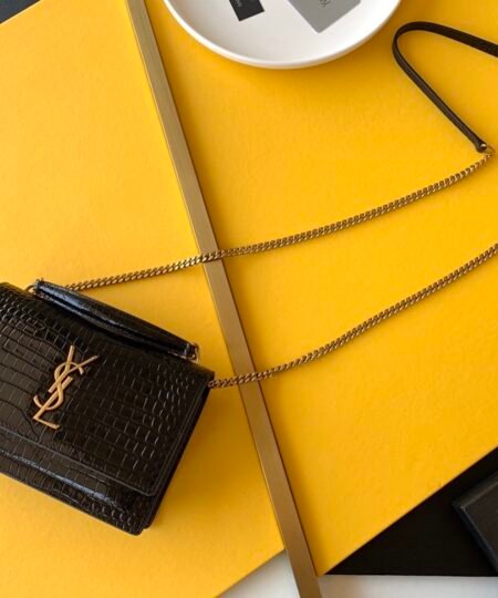 Saint Laurent Sunset Chain Bag With Gold Hardware For Women 7.4in/19cm YSL 533026DND1J1000