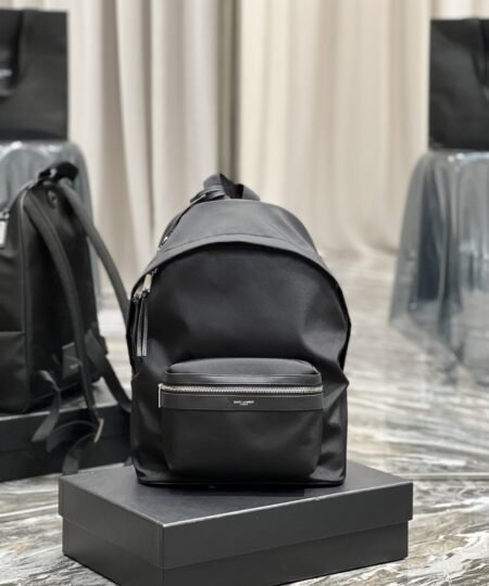 Saint Laurent City Backpack In Canvas Unisex For Women 13.8in/35cm Black YSL