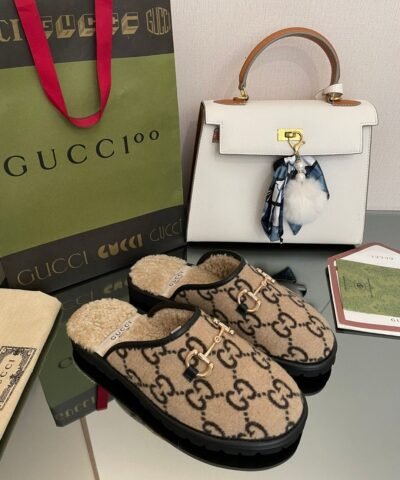Gucci Men’s GG Slipper With Horsebit Brown For Men GG Shoes 694249