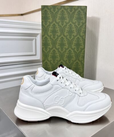 Gucci Men’s GG Embossed Rhyton Sneakers White For Men 721750