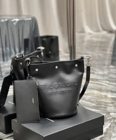 Saint Laurent Rive Gauche Bucket Bag Black For Women, Women’s Bags 11.4in/29cm YSL