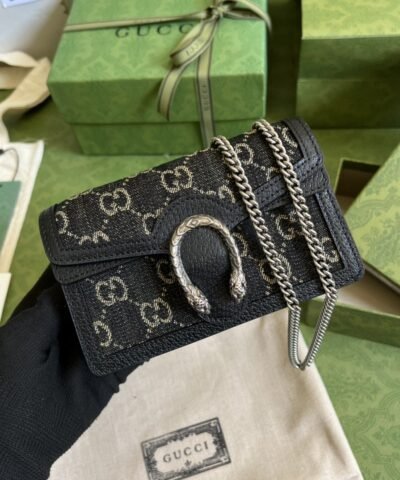 Dionysus GG Super Mini Bag Black And Ivory GG Denim Jacquard For Women 6.5in/17cm 476432 UN3BN 1274