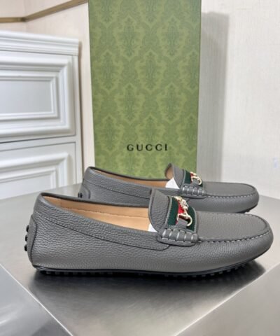 Gucci Men’s Loafers With Web Details Dark Gray For Men 6246981