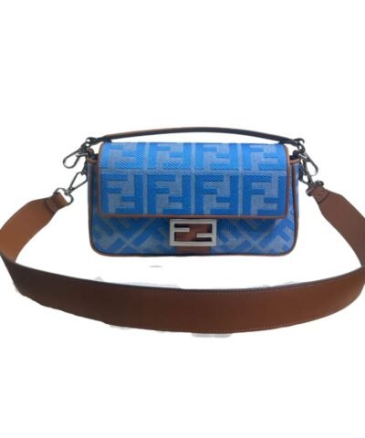 Fendi Denim Bag With FF Embroidery Blue For Women 26cm / 10.2in