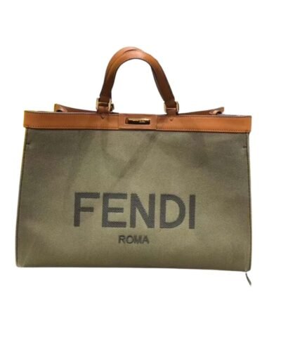 Fendi Peekaboo X-Tote Canvas Bag Green Khaki For Women 16.1in/41cm FF 8BH374