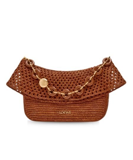 Loewe Medium Ola Bag In Raffia Honey Gold For Women 18cm/7.1in – AP22P22X02