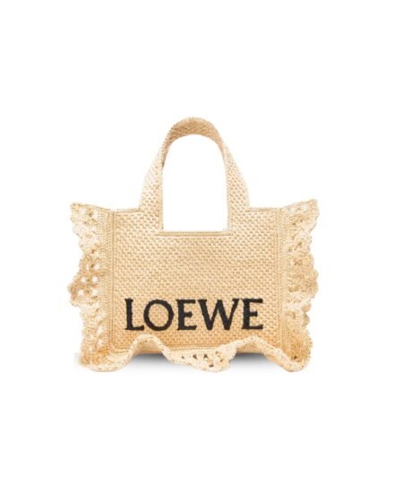 Loewe Small Font Tote Raffia Natural For Women 19.5cm/7.7in – ALF1B59X25
