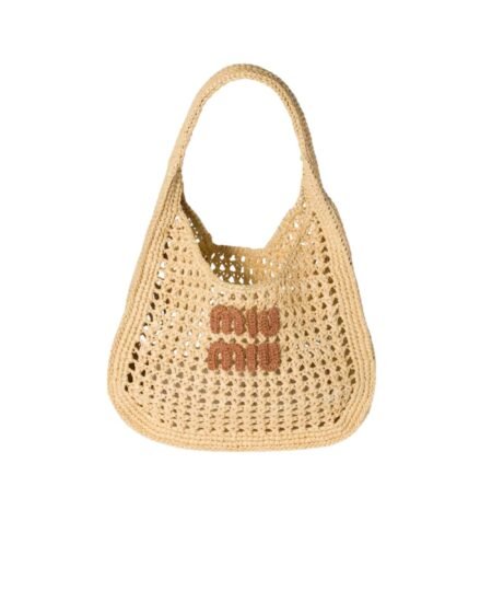 Miu Miu Raffia-Effect Woven Hobo Bag Beige For Women 30cm/12in – 5BC164_ADO1_F0A5T_V_OOO