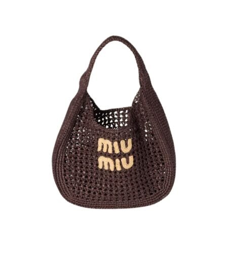 Miu Miu Raffia-Effect Woven Hobo Bag Brown For Women 30cm/12in – 5BC164_ADO1_F0966_V_OOO