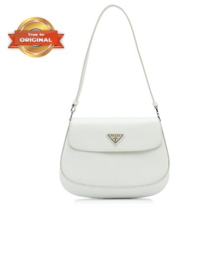 [True-to-ORIGINAL] Prada Cleo Brushed Shoulder Bag With Flap White For Women, Women’s Bags 8.6in/22cm 1BD311_ZO6_F0009_V_OOO