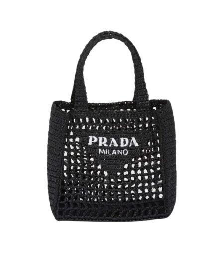 Prada Small Raffia Tote Black For Women 22cm/ 8.7in – 1BG444_2A2T_F0002_V_OOO
