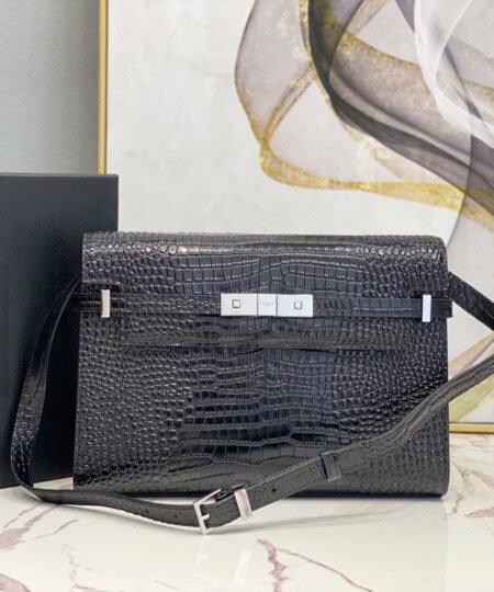 Saint Laurent Manhattan Shoulder Bag In-Shiny Black For Women 11.4in/29cm YSL 579271DND0J1000