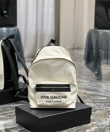 Saint Laurent City Backpack In Canvas Unisex For Women 13.8in/35cm White YSL