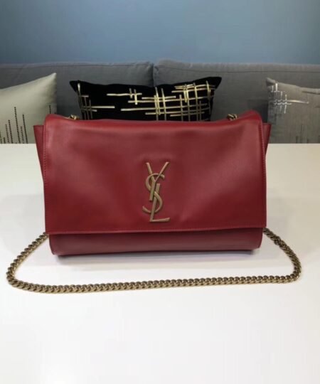 Saint Laurent Kate Medium Chain Bag In Grain De Poudre Red For Women 9.4in/24cm YSL 364021BOW0J6008