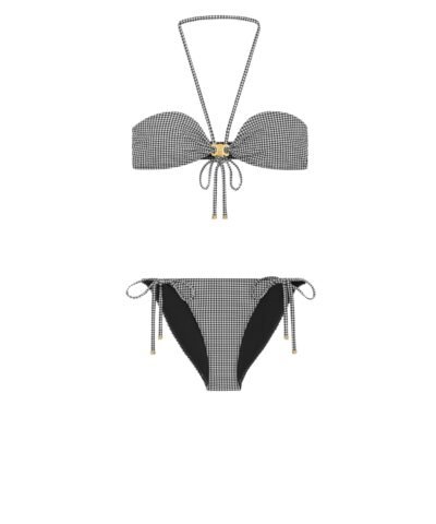 Celine Triomphe Balconette Bikini In Vichy Jersey Blanc/Noir For Women RZ00C0J41.01XN