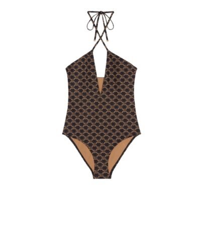 Celine Triomphe Swimsuit In Monogram Brown For Women 2Z306939T.17BR