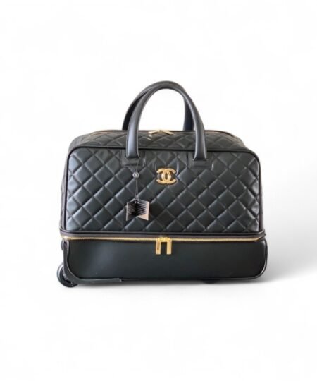 Chanel Classic Diamond-Quilted Suitcase Black For Women 19.3in/49cm
